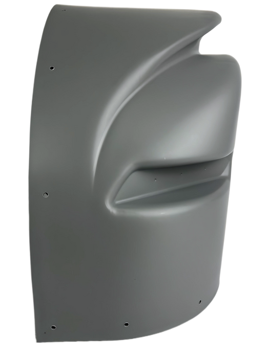 Gray supreme box truck corner cap for LH Roadside on a white background