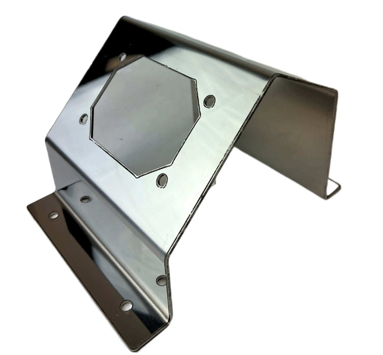 A replacement for Chelsea PTO air control bracket made of polished stainless steel