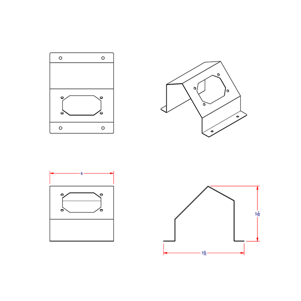 A diagram showing the measurements for SS Chelsea PTO bracket G408