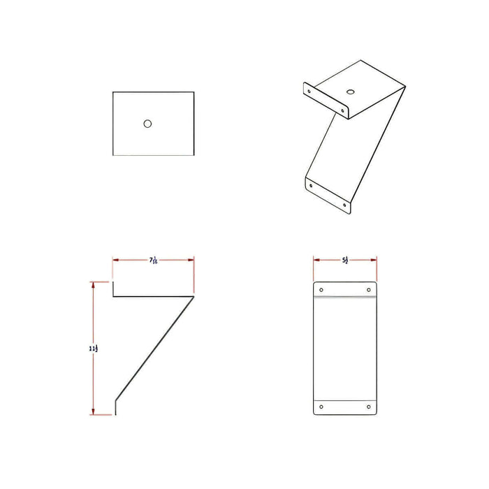 A diagram showing the measurements of G472-512 beacon light bracket for trucks