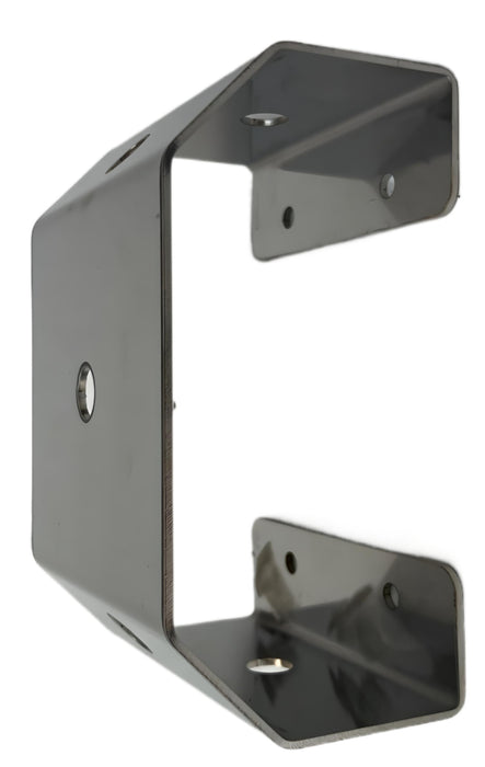 Side view of a threaded post light mounting bracket made of stainless steel