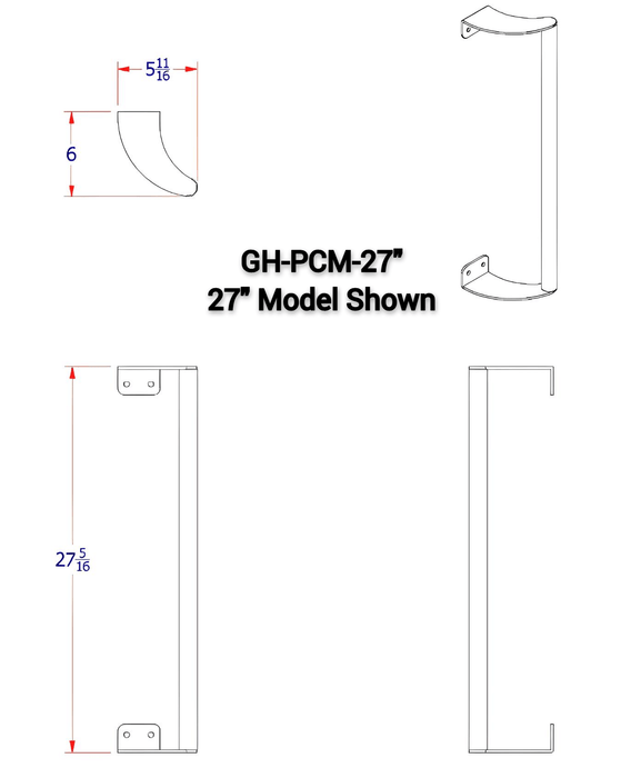 Bolt On Curved Grab Handle
