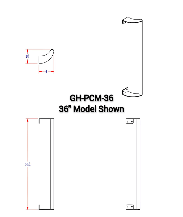 Bolt On Curved Grab Handle