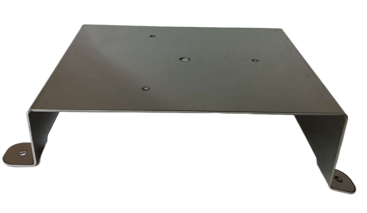 A side view of a strobe light bracket made of stainless steel for use on international semi trucks