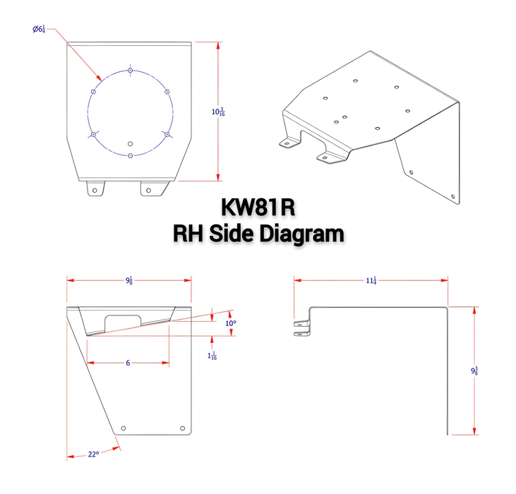 Kenworth Beacon Light Bracket for W900, T800, & C500 Aerocabs 2006+