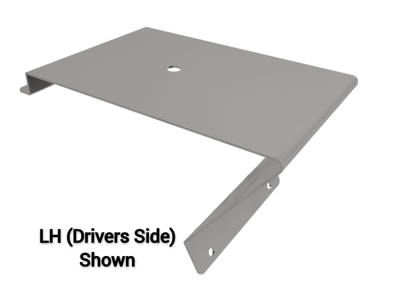 A Gray beacon light bracket for mack day cabs that mounts on the drivers side