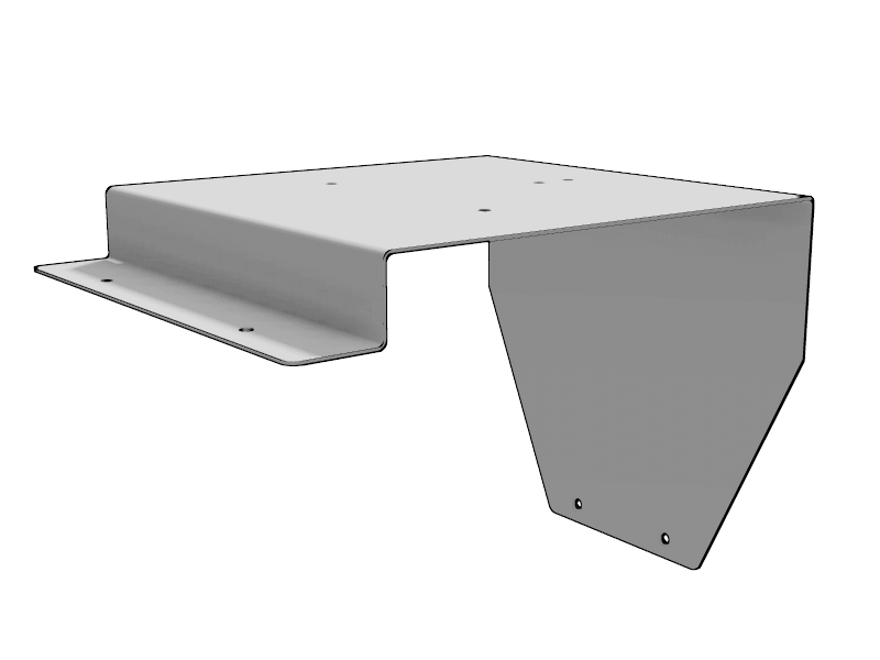 a low angle view of a peterbilt strobe light bracket for low cabs on a blank background