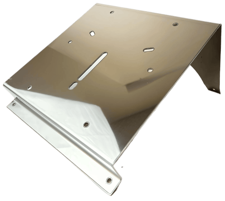 Front view Western Star Beacon Light Bracket for Day Cabs made of polished stainless steel