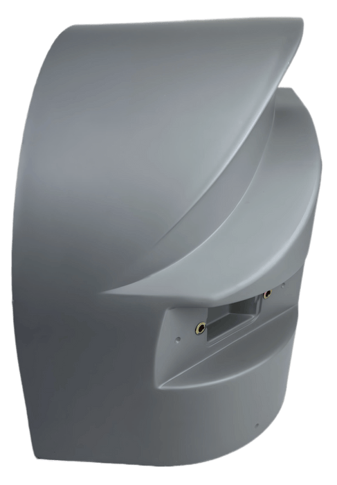 A LH automann morgan box truck corner cap from front view