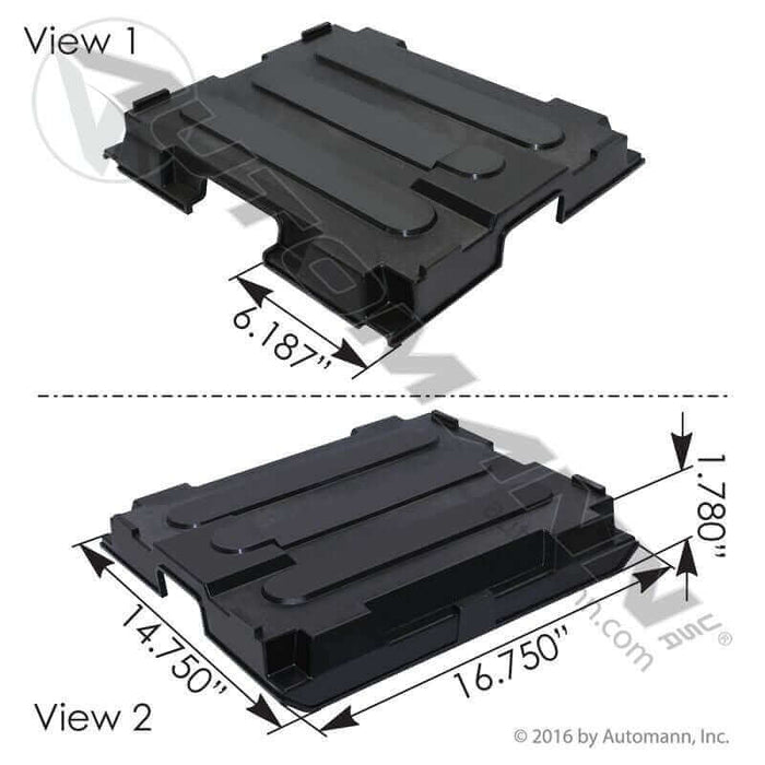 Battery box cover for Isuzu trucks, part 564-56372, angled view