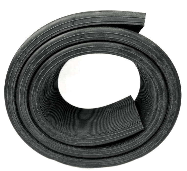 Side view of UTP-3.5HD-V53 A volvo fuel tank strap isolator 3.5" wide by 53" long rolled up tightly into a roll