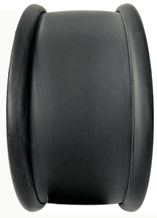 Side view of 3.5" Volvo fuel tank strap isolator showing where the fuel tank strap typically sits