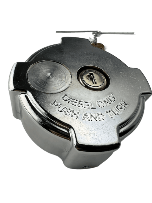 Chrome Freightliner Locking Fuel Cap Push and Turn 1/4