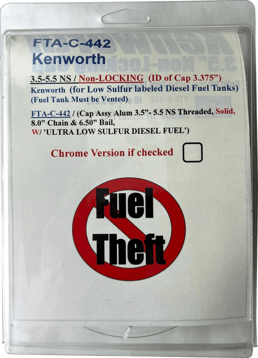 3.5" Chrome Diesel Fuel Cap for Kenworth Trucks - FTA-C-442C