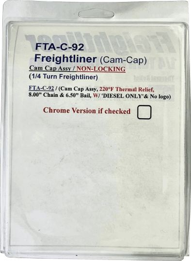 Freightliner Fuel Cap Cascadia 1/4 Turn Non Locking FTA-C-92