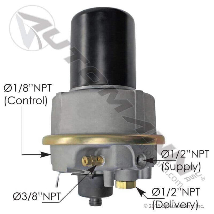 Haldex Type Pure Air Plus Air Dryer 12V assembly on white background