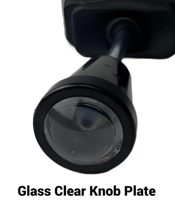 A black knob for del hydraulics 1221-99-01 showing a glass circle view on the top of the valve