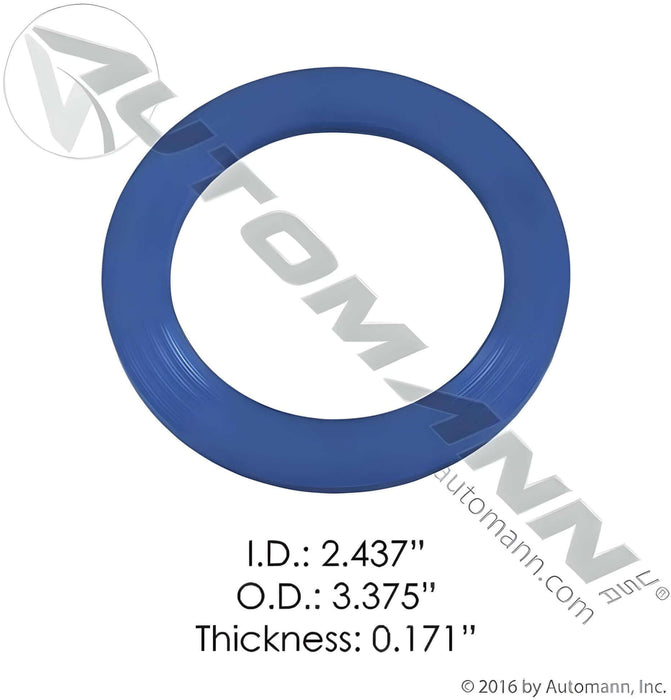 Diagram of Freightliner Fuel Cap with dimensions of ID: 2.437", OD: 3.375", & Thickness: .171"