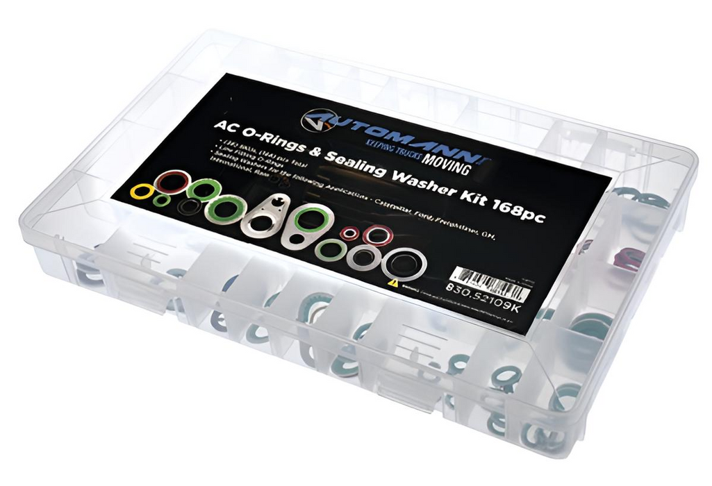 Automann 830.52109K AC O-Rings and Sealing Washer Kit 168 Pieces – Caterpillar, Ford, Freightliner, GM Applications