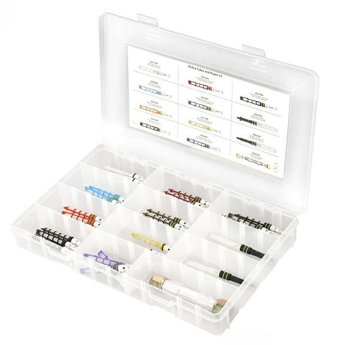 Automann Color-Coded AC Orifice Tube Kit with 30 Assorted Tubes in Clear Case for Multiple OEM Applications