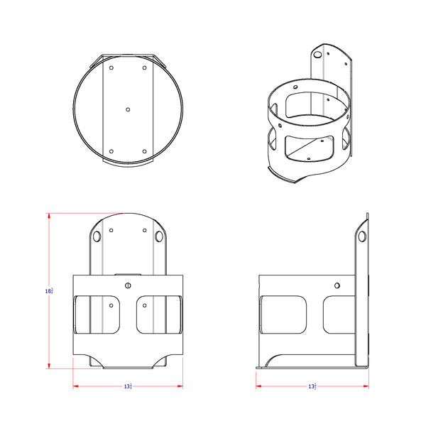 A diagram of Ace manufacturing LPG20 propane tank holder for 20Lb or 30Lb tanks