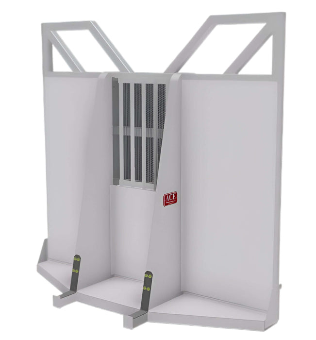 Aluminum cab guard for log trucks with rear window opening Ace Manufacturing LR7312 on a white background