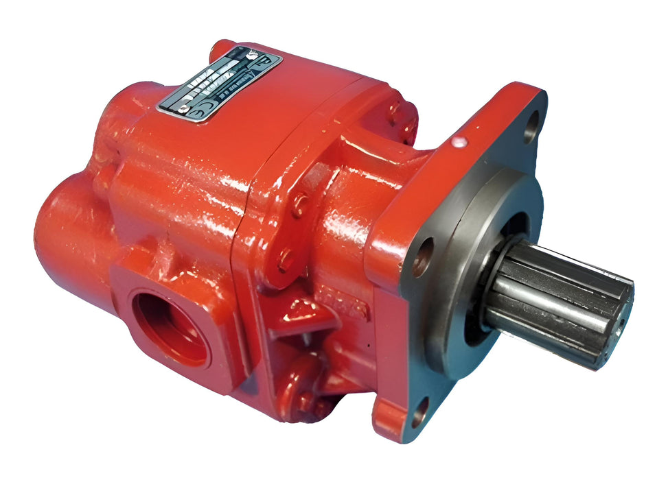 A red Bezares Gear Pump PTBELA16S20 on a white background