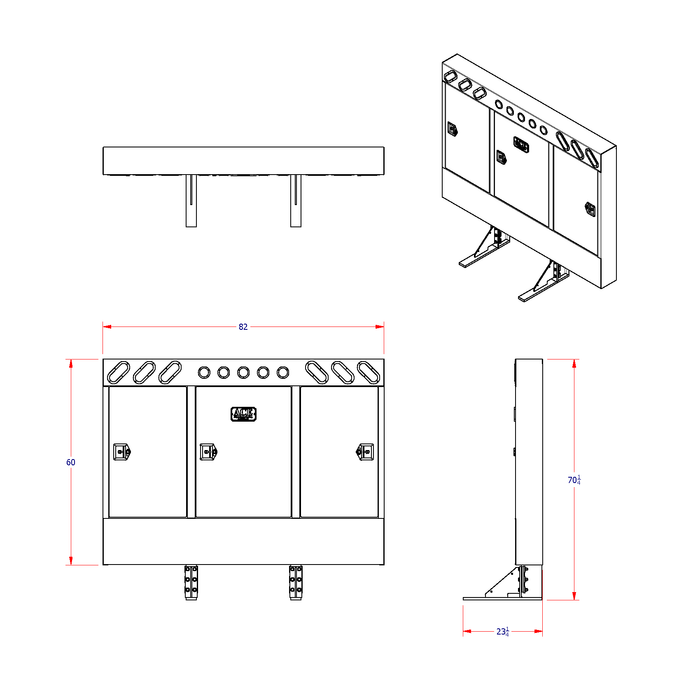 A diagram of ace manufacturings cabinet rack headache rack CR310400