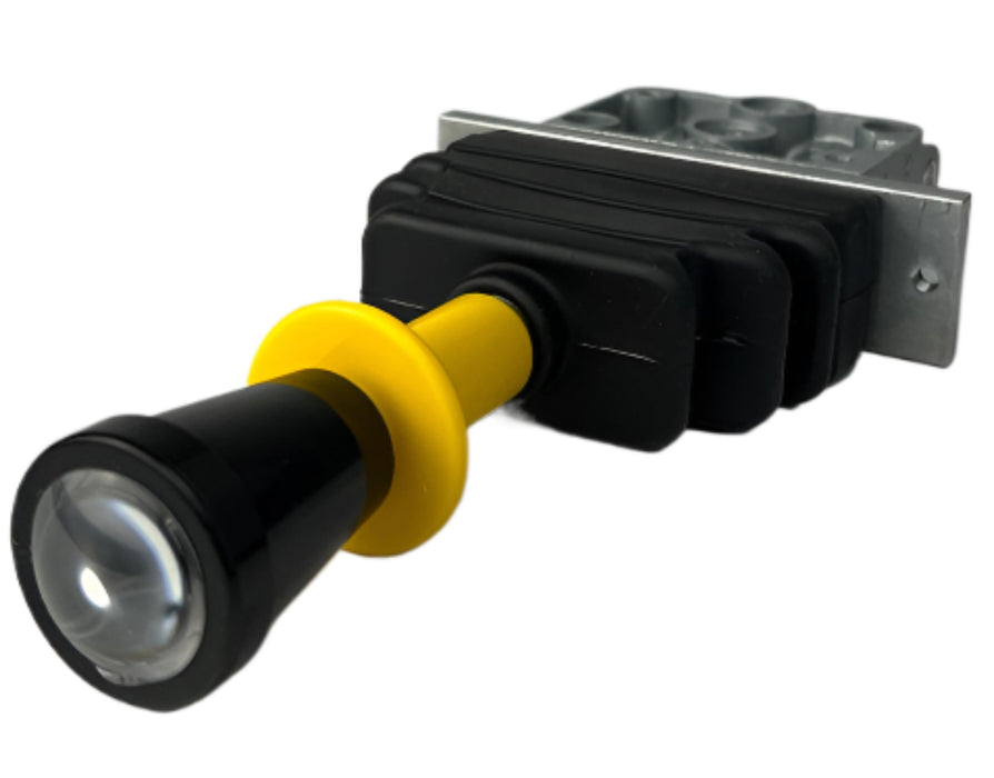 A top down view of D14-1224-99-03 control valves handle showing the clear glass top