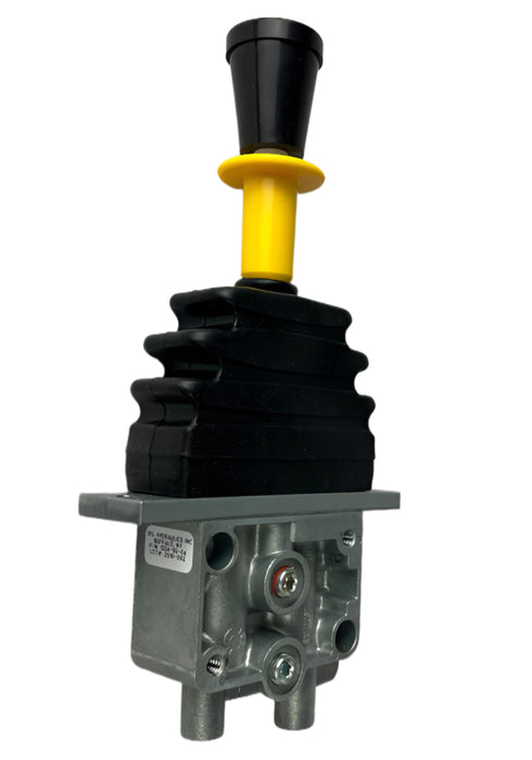A view of Del Hydraulics D14-1224-99-04 pneumatic control valve with 2 locking positions on a white background