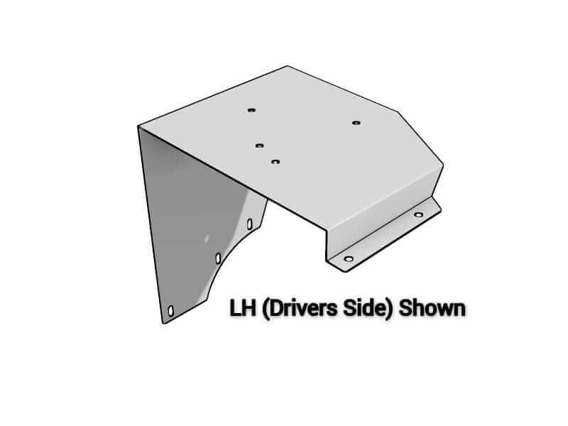 Side view of a Kenworth beacon bracket KW39L with three sides on a white background with "LH Drivers Side Shown"  