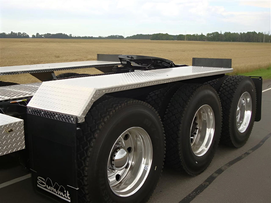 F301-110 tri-axle truck fender mounted on a semi truck