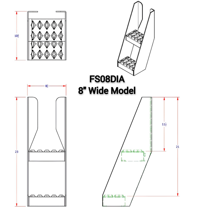 A diagram of FS08DIA frame mounted truck step