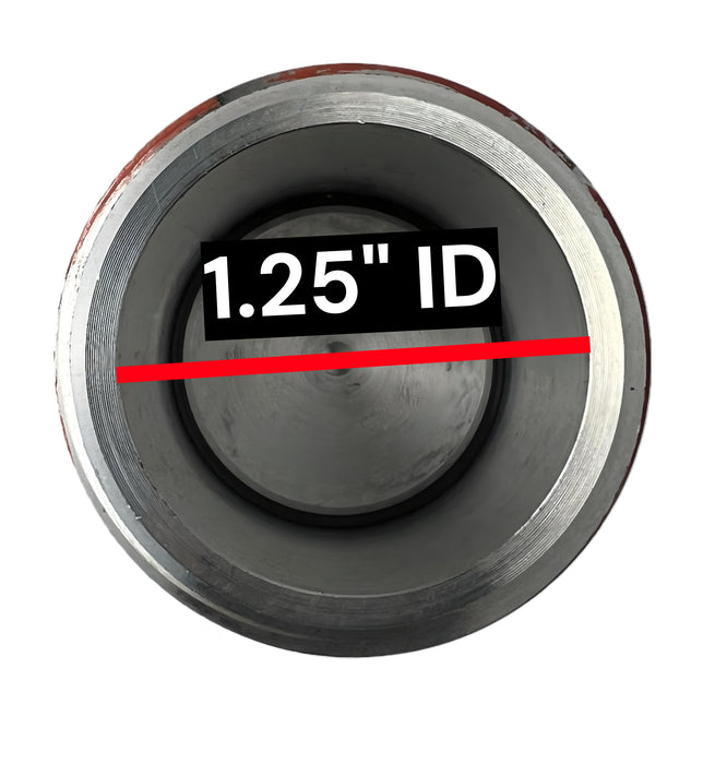 Close-up of a mechanical component with '1.25" ID' label on a white background