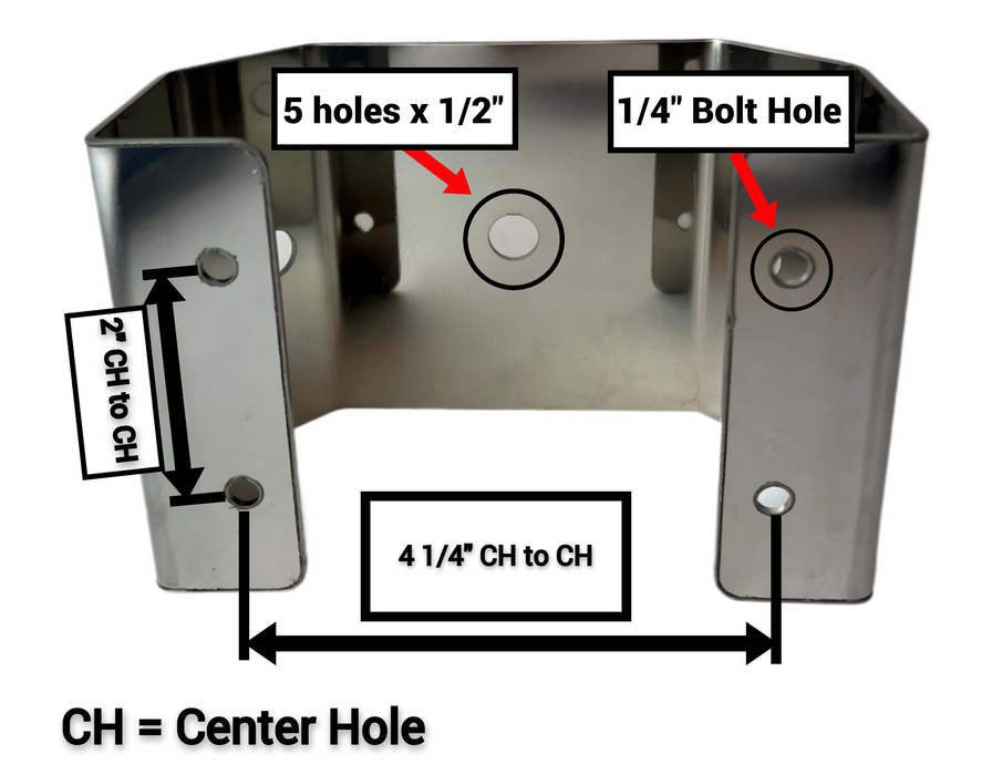 A diagram of G415 showing mounting side center hole to center hole of 4.25" distance and center hole to center hole distance of 2"