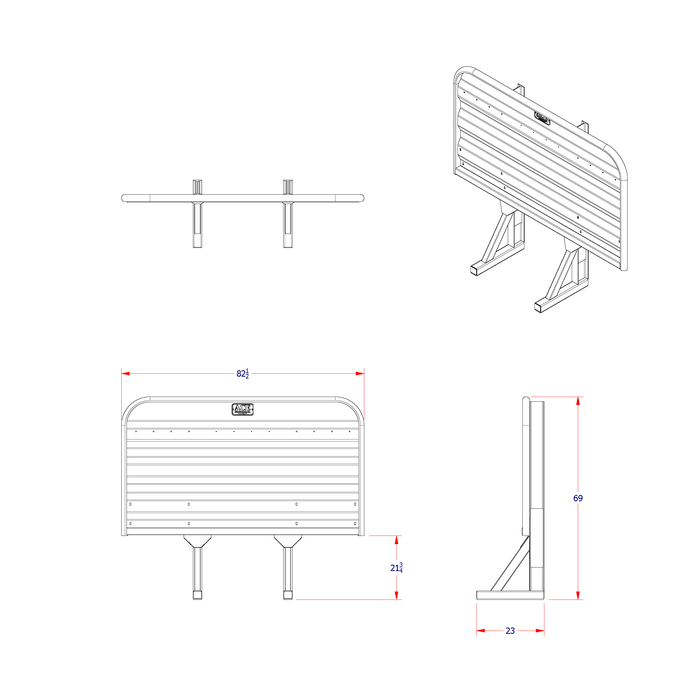 Headache rack for semi truck 4 foot tall dimension diagram Ace Manufacturing HR100000