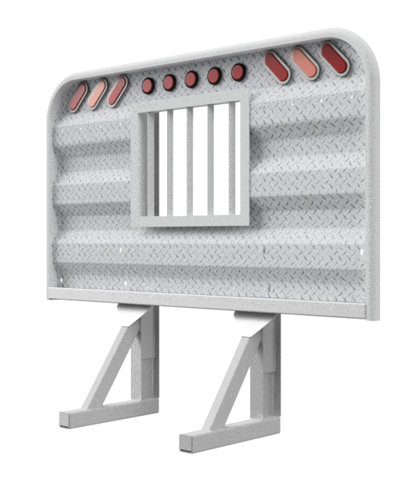 Headache rack for semi truck 4 foot tall with 39 inch jailbar window and lights Ace Manufacturing HR10006J
