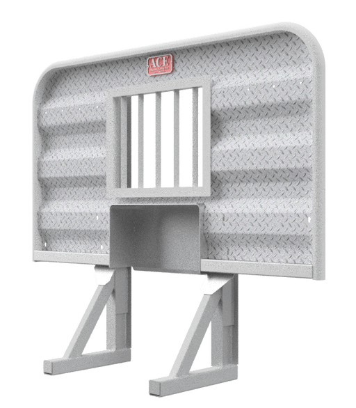 Headache rack for semi truck with hydraulic tank space and jailbar window aluminum Ace Manufacturing HR10 series
