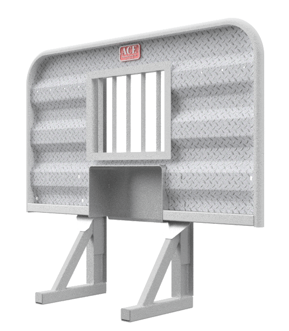 Headache rack for semi truck with hydraulic tank space and jailbar window aluminum Ace Manufacturing HR10 series