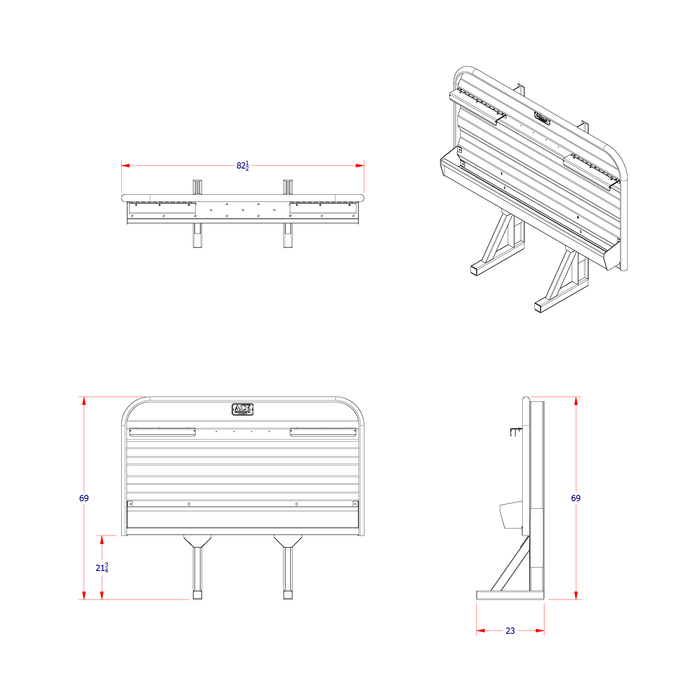 Headache rack for semi truck full width tray dimension diagram Ace Manufacturing HR110000