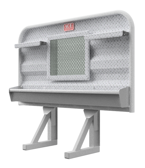 Headache rack for semi truck 4 foot tall with full width tray and 39 inch mesh window Ace Manufacturing HR11003M