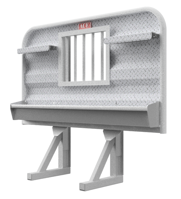 Headache rack for semi truck 4 foot tall with full width tray and 42 inch jailbar window Ace Manufacturing HR11006J