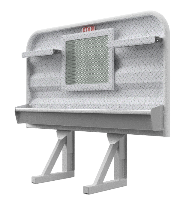 Headache rack for semi truck 4 foot tall with full width tray and 42 inch mesh window Ace Manufacturing HR11006M