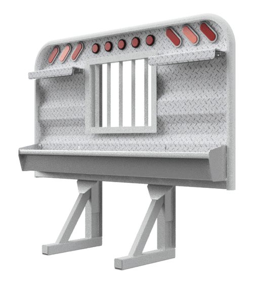 Headache rack for semi truck 4 foot tall with full width tray 39 inch jailbar window and lights Ace Manufacturing HR11023J