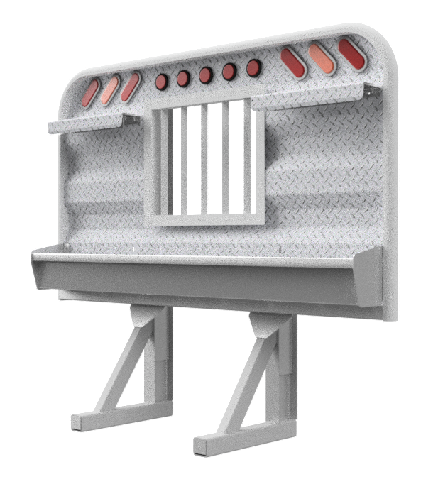 Headache rack for semi truck 4 foot tall with full width tray 39 inch jailbar window and lights Ace Manufacturing HR11023J