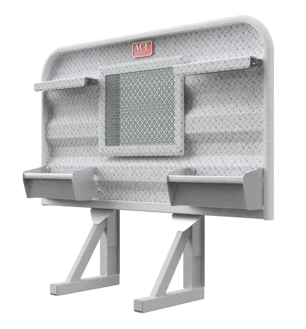 Headache rack for semi truck 4 foot tall with dual trays and 39 inch mesh window Ace Manufacturing HR12003M