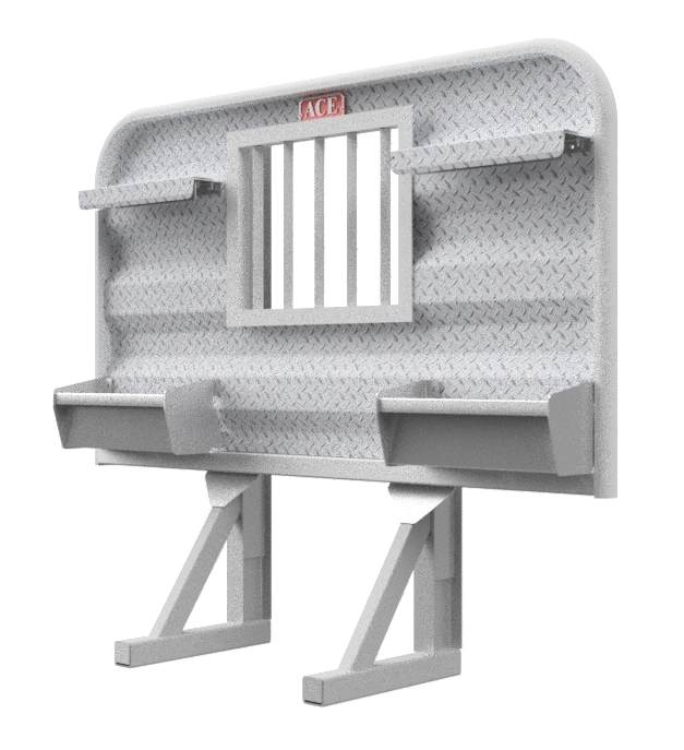 Headache rack for semi truck 4 foot tall with dual trays and 42 inch jailbar window Ace Manufacturing HR12006J