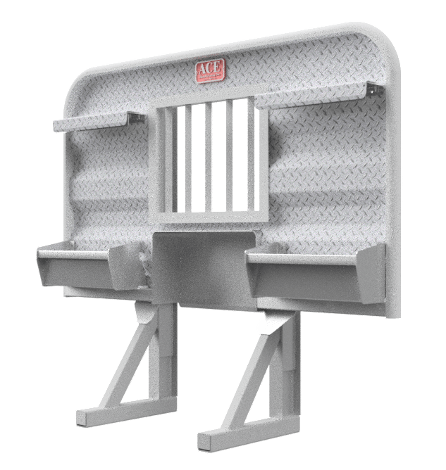 Headache rack for semi truck for 60/70 Gallon hydraulic tank space dual low trays and jailbar window Ace Manufacturing HR12M03J