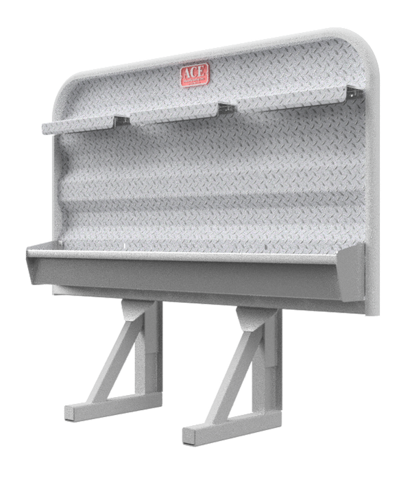 Headache rack for semi truck 4 foot tall with full width tray and three tire chain hangers Ace Manufacturing HR130000
