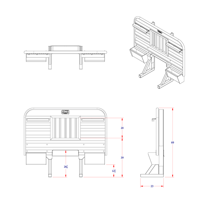 Ace Manufacturing Headache rack for semi truck 40 or 50 gallon hydraulic tank mounting diagram HR15S03J